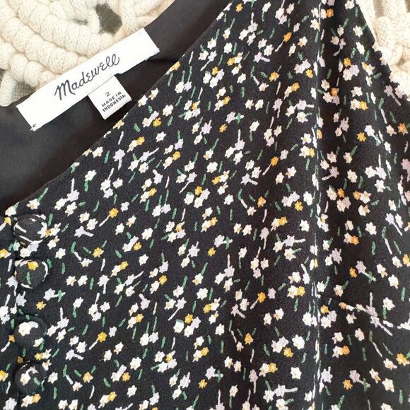 Madewell Button-Down Cami Top – Size 2, Playground Posies Print, True Black - Picture 2 of 5